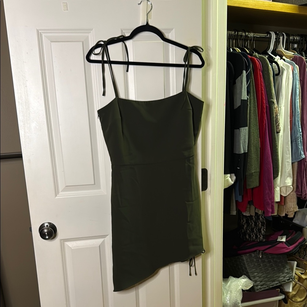 Amanda Uprichard Asymmetrical Olive Green Dress - Picture 4 of 5